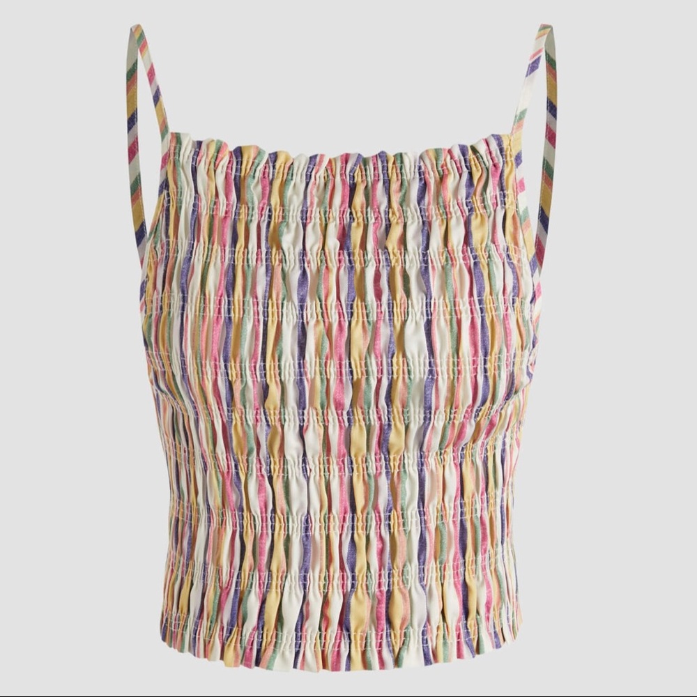 Retro rainbow striped sleeveless tank top XS